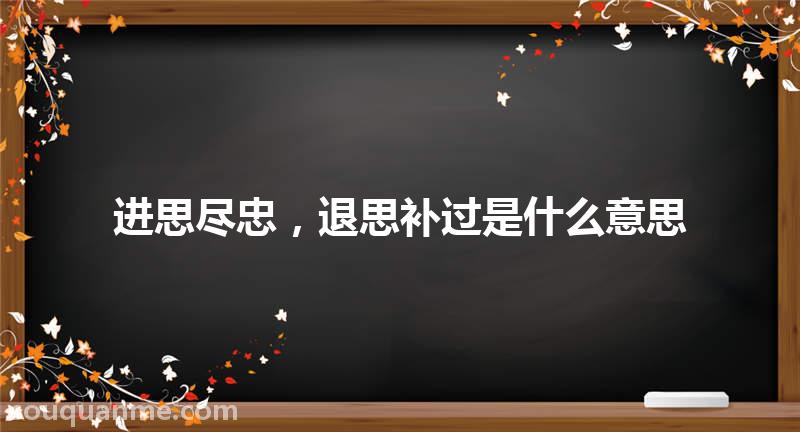 进思尽忠，退思补过是什么意思 进思尽忠，退思补过的拼音 进思尽忠，退思补过的成语解释